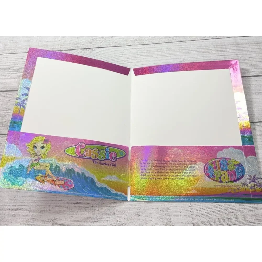 Lisa Frank Vintage Cassie The Surfer Girl 2 Pocket Folder Glitter Unpunched